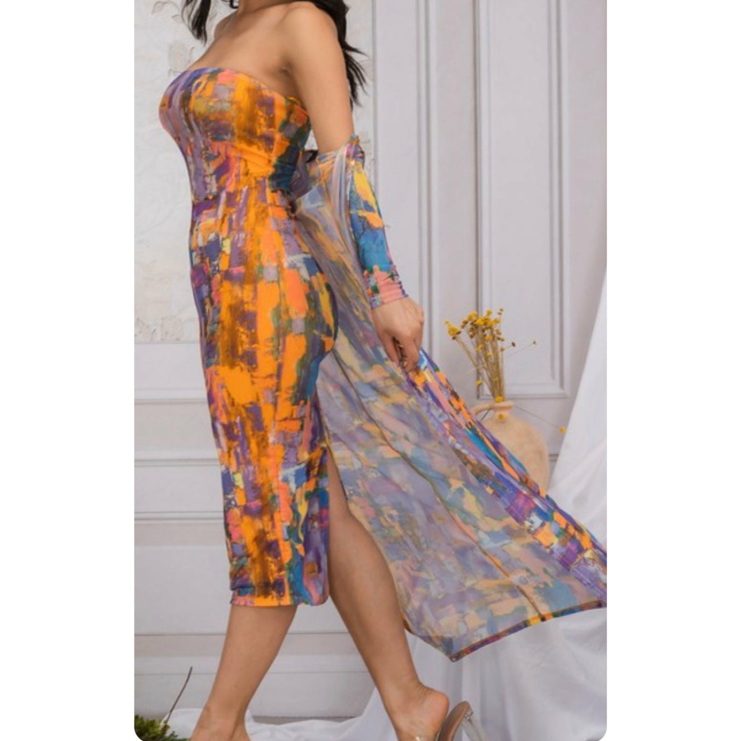 Diana Orange Multi Coloured Dress