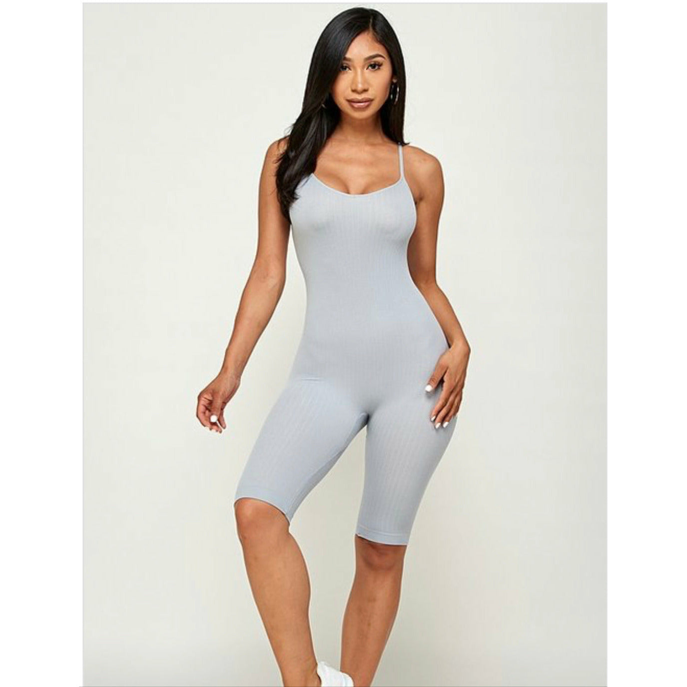 Solid Ribbed Romper