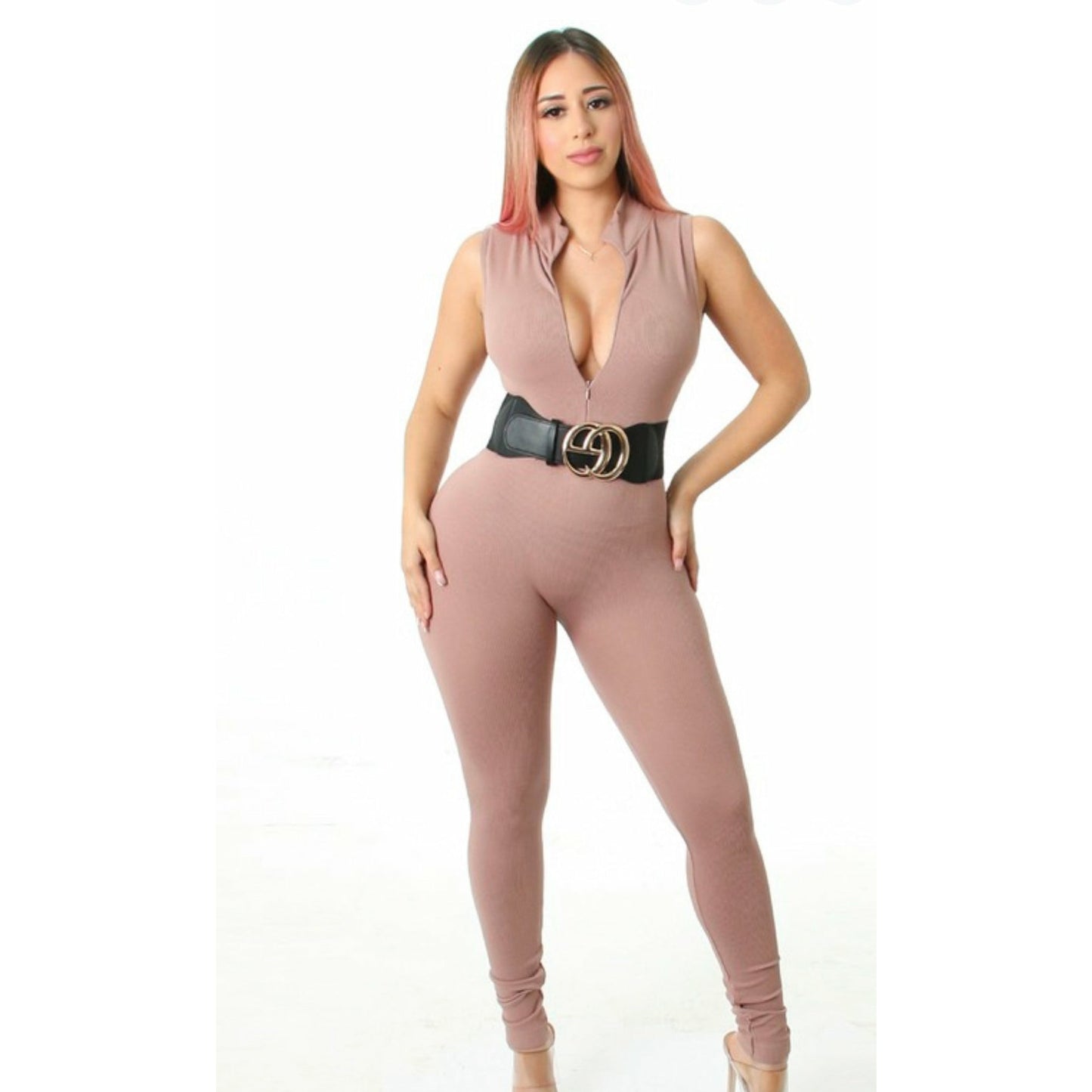 Sleeveless Ribbed Jumpsuit