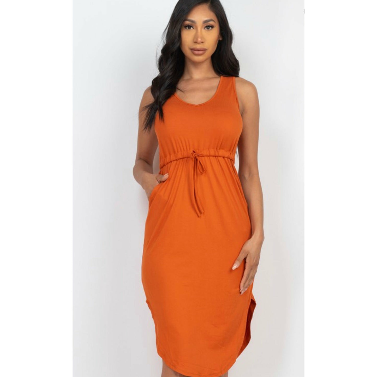 Draw string MIDI T shirt Dress