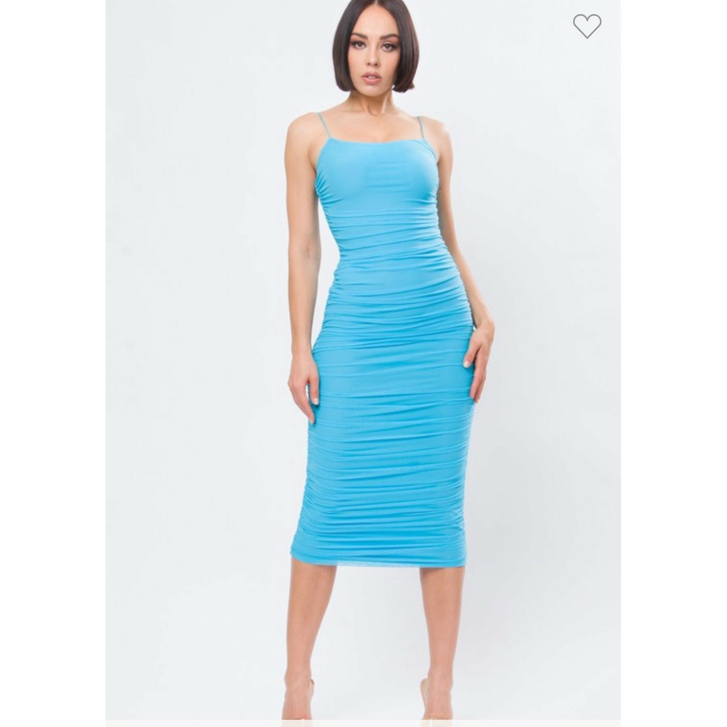 Solid Mesh Midi Dress