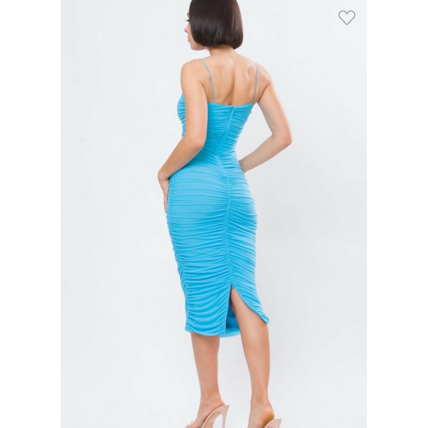 Solid Mesh Midi Dress