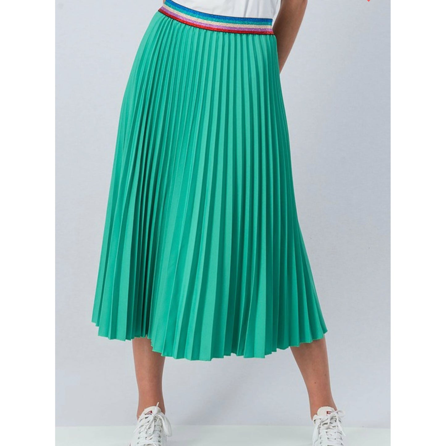 Pleated Midi solid Skirt